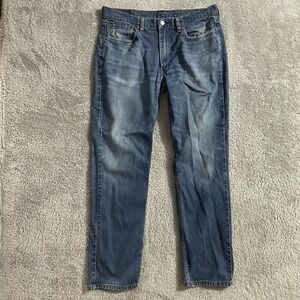 Levi's 514‎ Jeans Mens Size 36x34 Straight Leg Medium Wash Whiskered Blue Denim